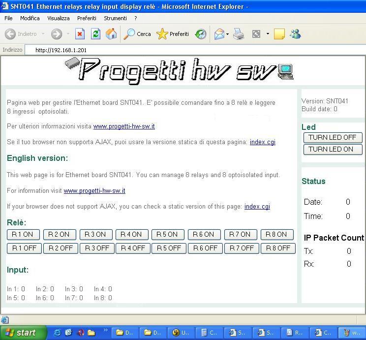 ethernet web server relays display browser